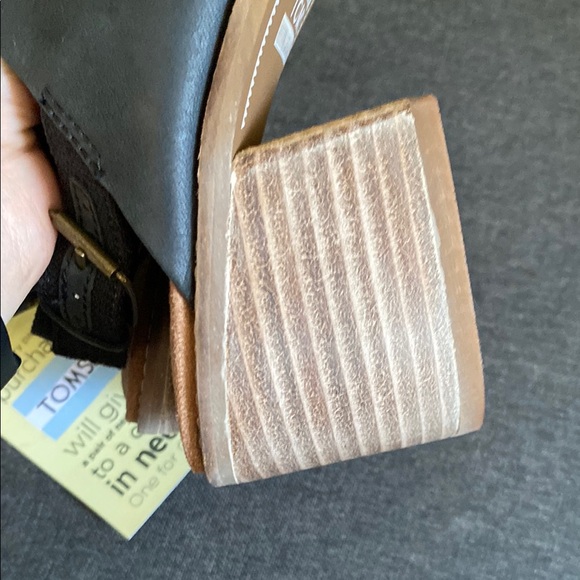 TOMS Leila Black Leather Slingback Mules size 7 - Picture 7 of 12